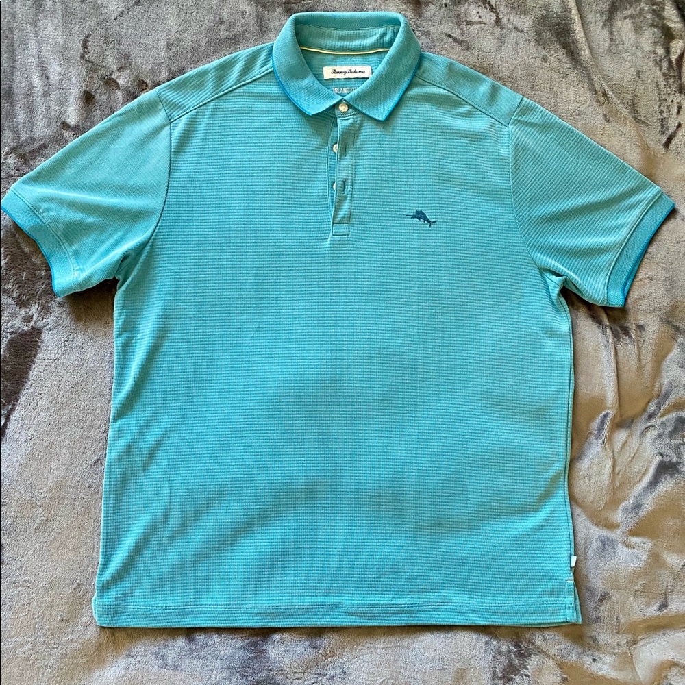 Men’s blue ribbed Tommy Bahama polo, Size L